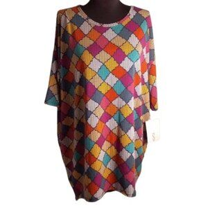 LuLaRoe S Irma NEW Stars Patchwork Colorful Hi-Low Tunic